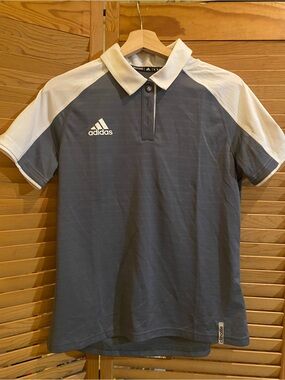 adidas Women’s Gray Polo with White Shoulder Panels